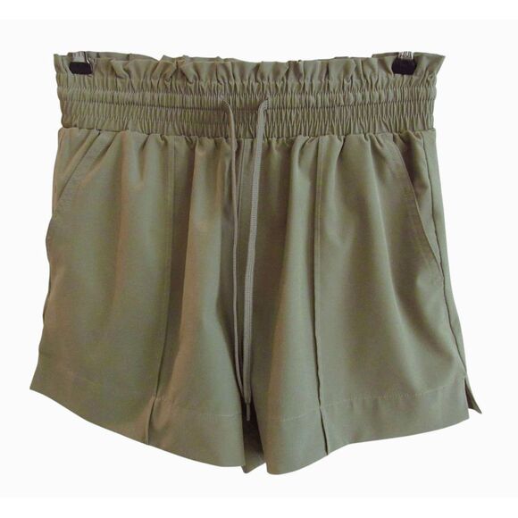 New No Boundries Olive Green Lightweight High Waist Paper Bag Drawstring Short M - Picture 1 of 4